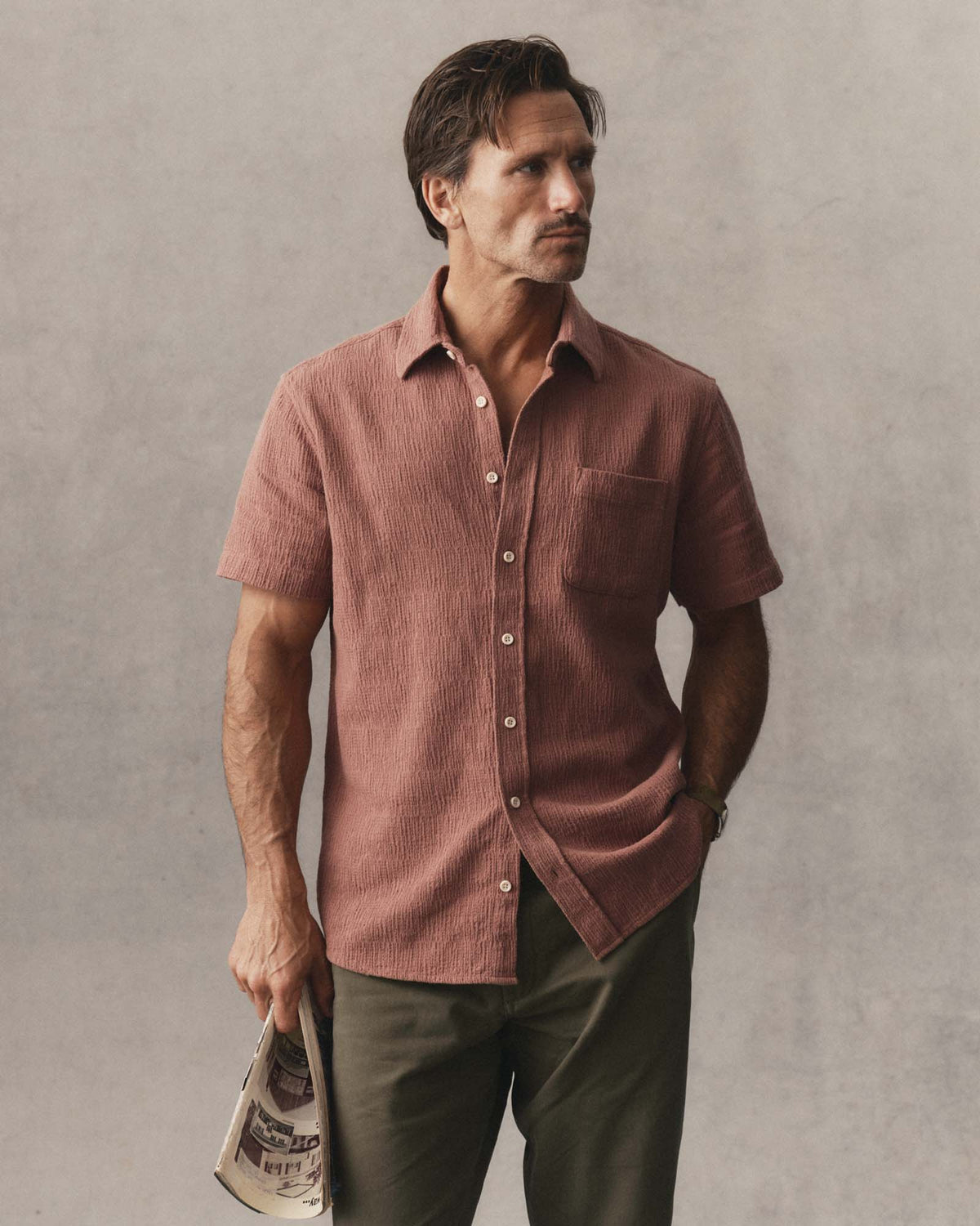 Short Sleeve California in Redwood Hacci