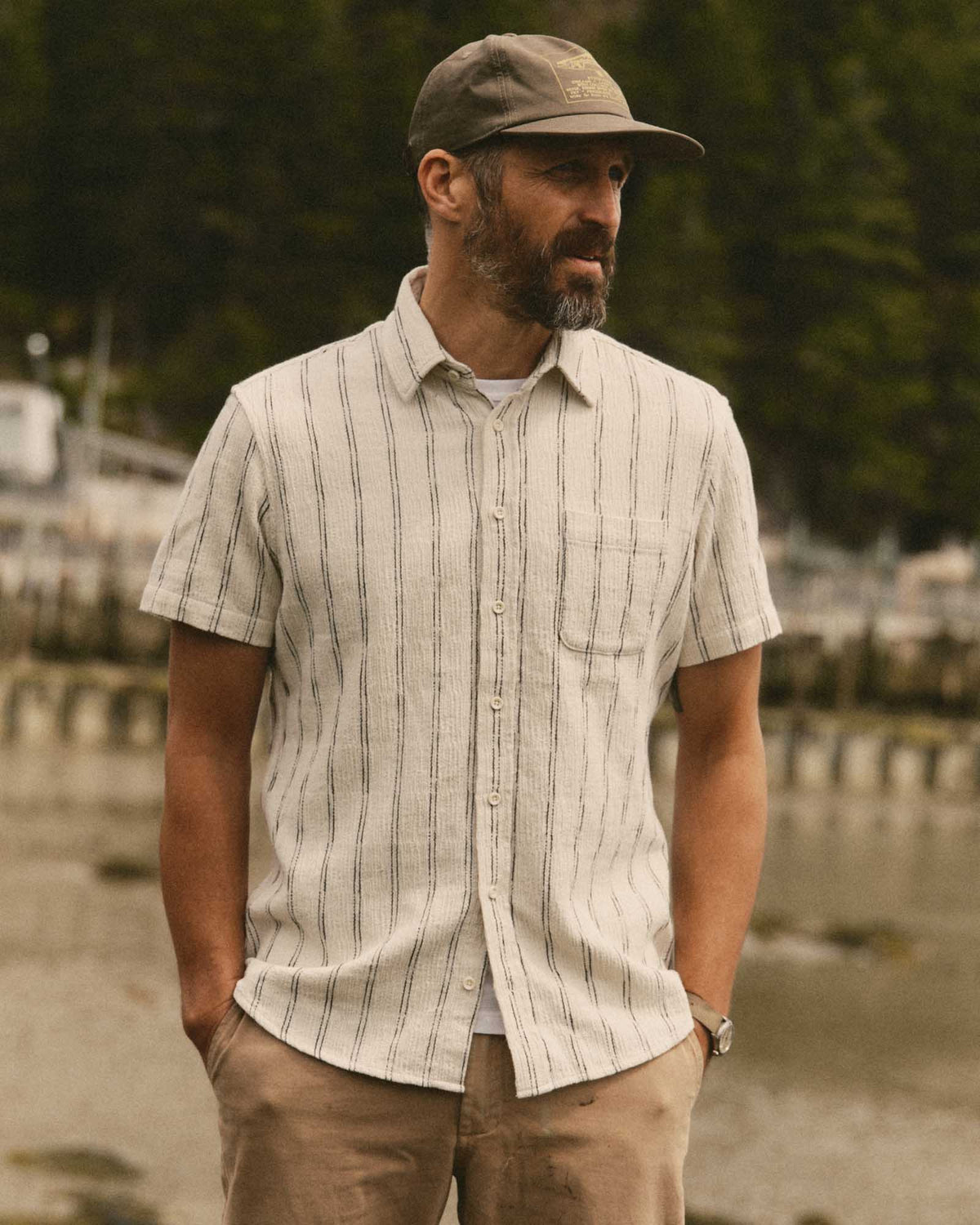 Short Sleeve California in Tide Stripe Hacci