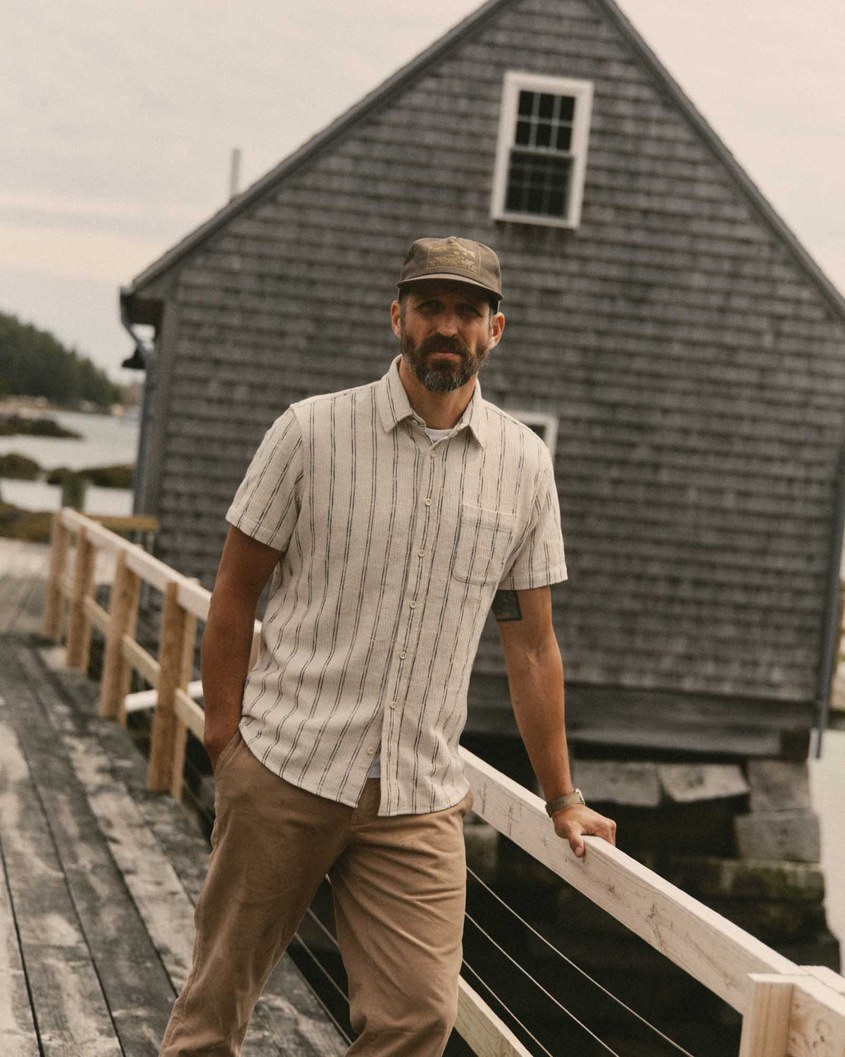 Short Sleeve California in Tide Stripe Hacci