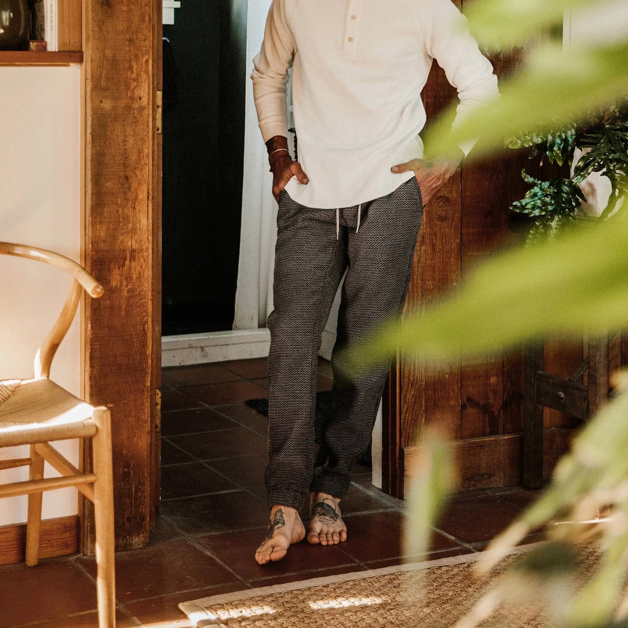 The Apres Pant in Charcoal Sashiko