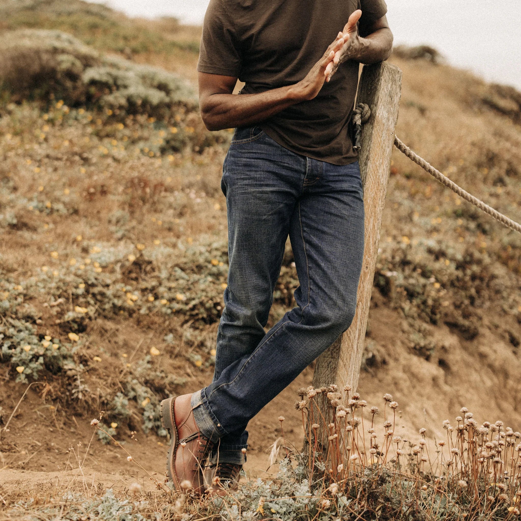 The Democratic Brushed Back Jean in Collins Resin Wash Selvage Denim