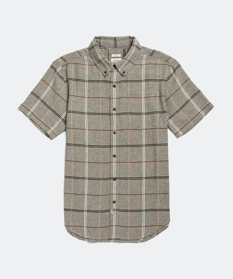 Jordan Slim Shirt in Olive Ember Grid