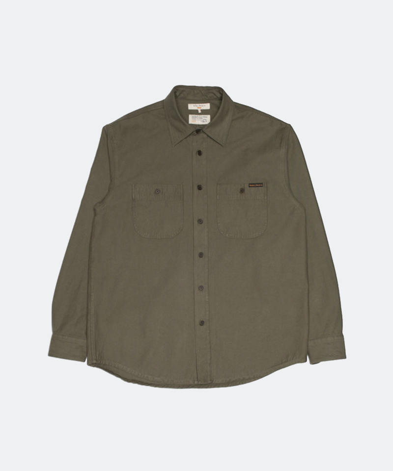 Julian Shirt Back Sateen Olive Green