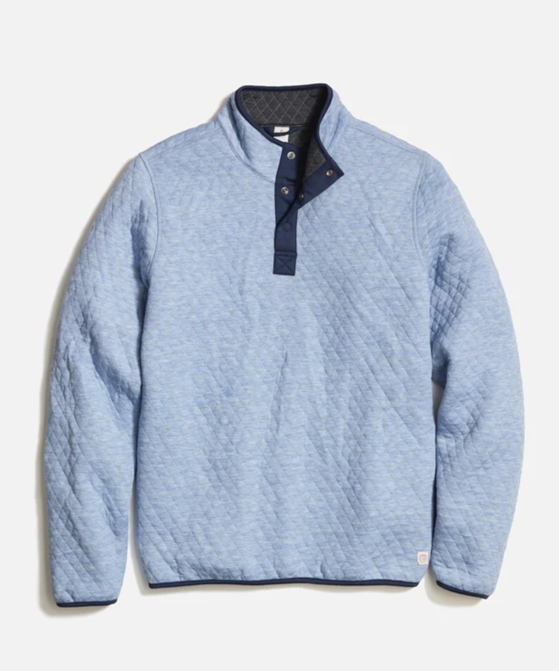 Corbet Reversible Pullover in Light Blue/Charcoal