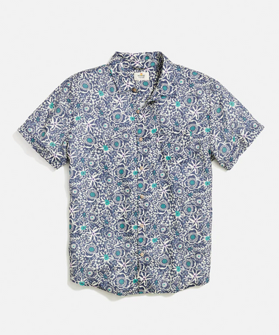 Tencel Linen  Short Sleeve Shirt in Mini Floral Print