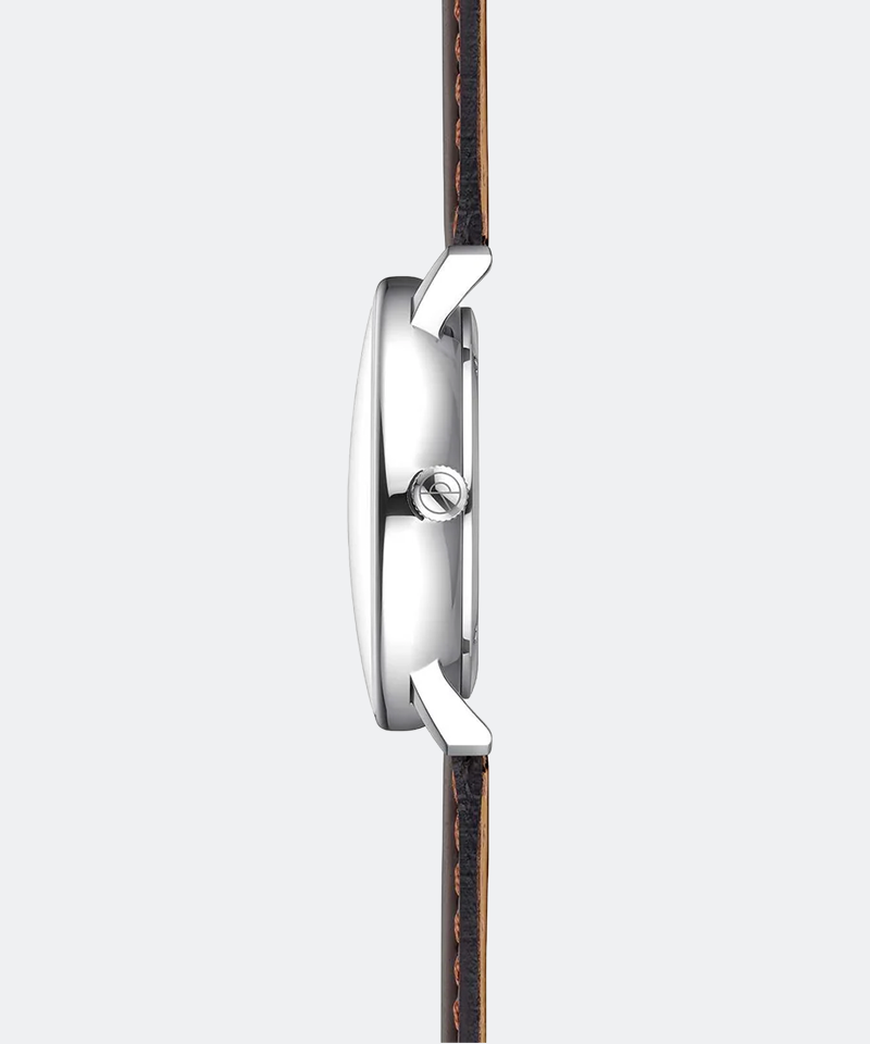 Naos Moonphase 38mm Quartz - Silver on Brindle Dark Brown Strap