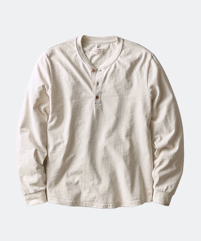 Luxe Jersey Henley in Oatmeal Heather