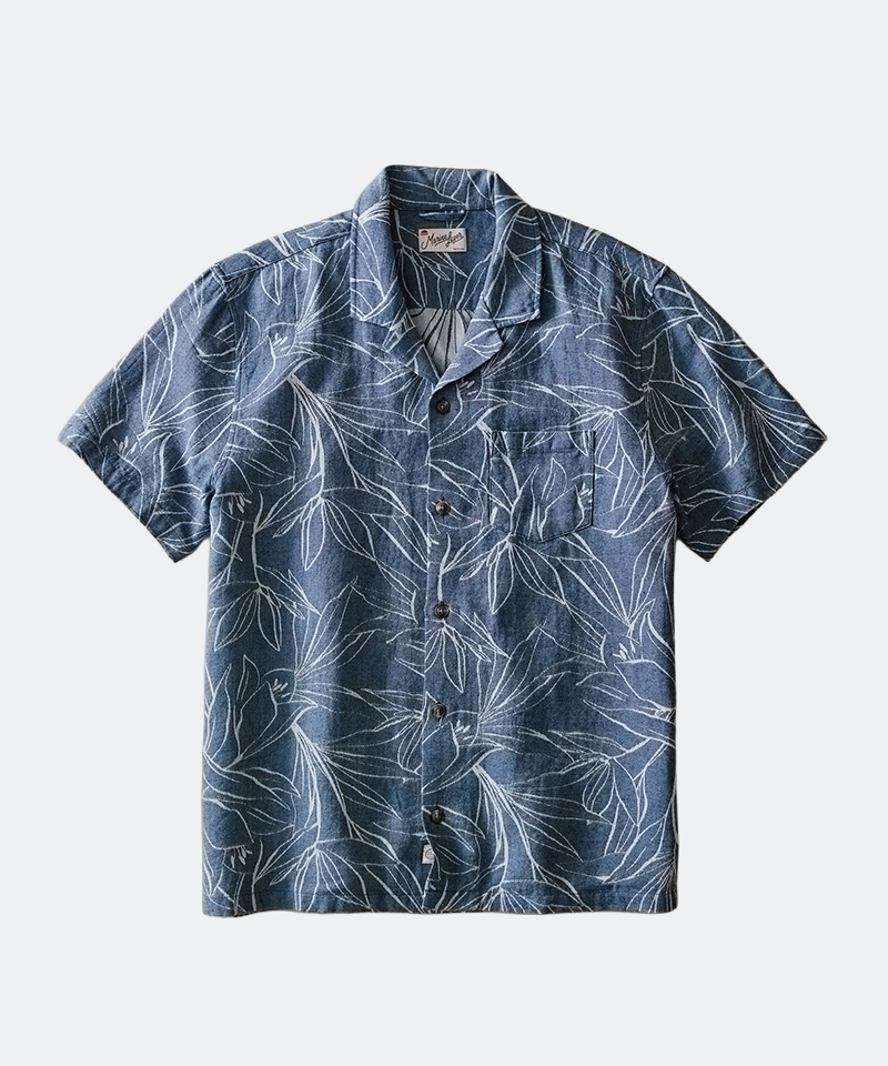 Jacquard Resort Shirt in Blue Floral