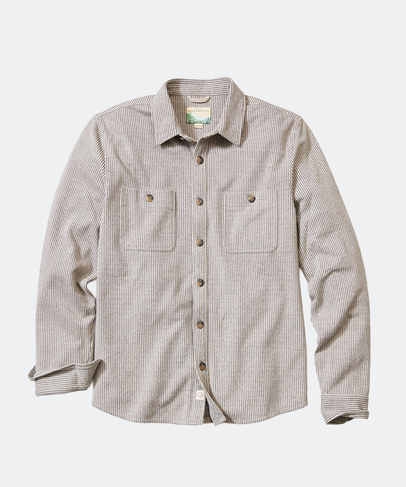 Pacifica Stretch Twill Overshirt in Grey Railroad Stripe