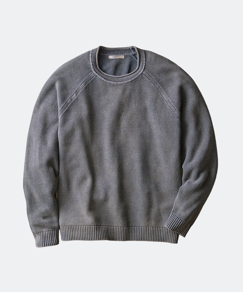 Garment Dye Roll Neck Sweater in Mood Indigo