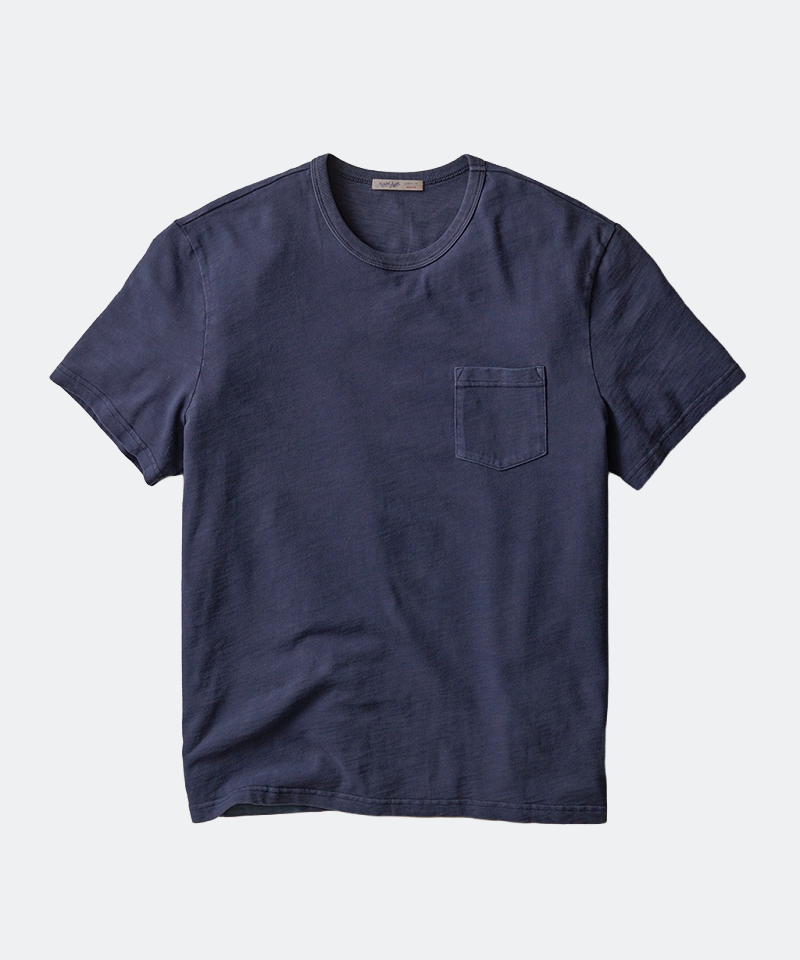 Luxe Slub Pocket Tee in Navy