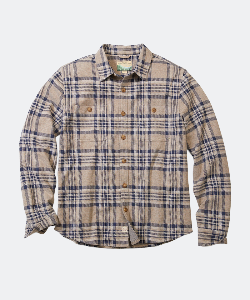 Pacifica Stretch Twill Overshirt in Taupe Plaid