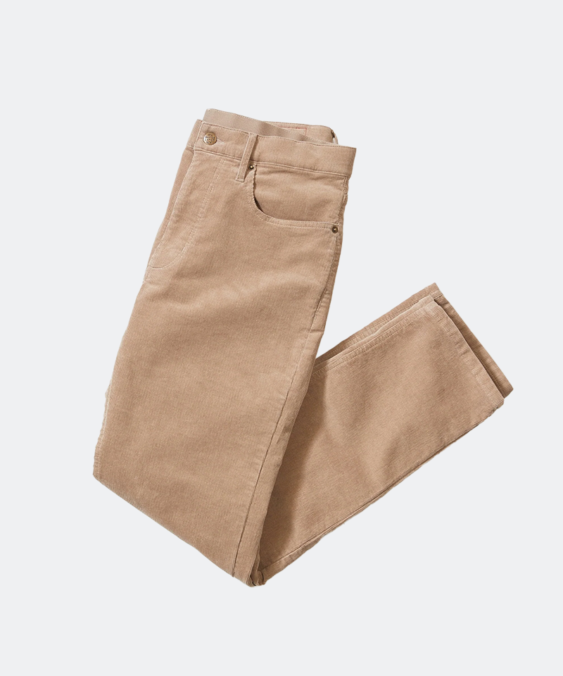 5 Pocket Flex Terry Cords Slim Straight in Taupe