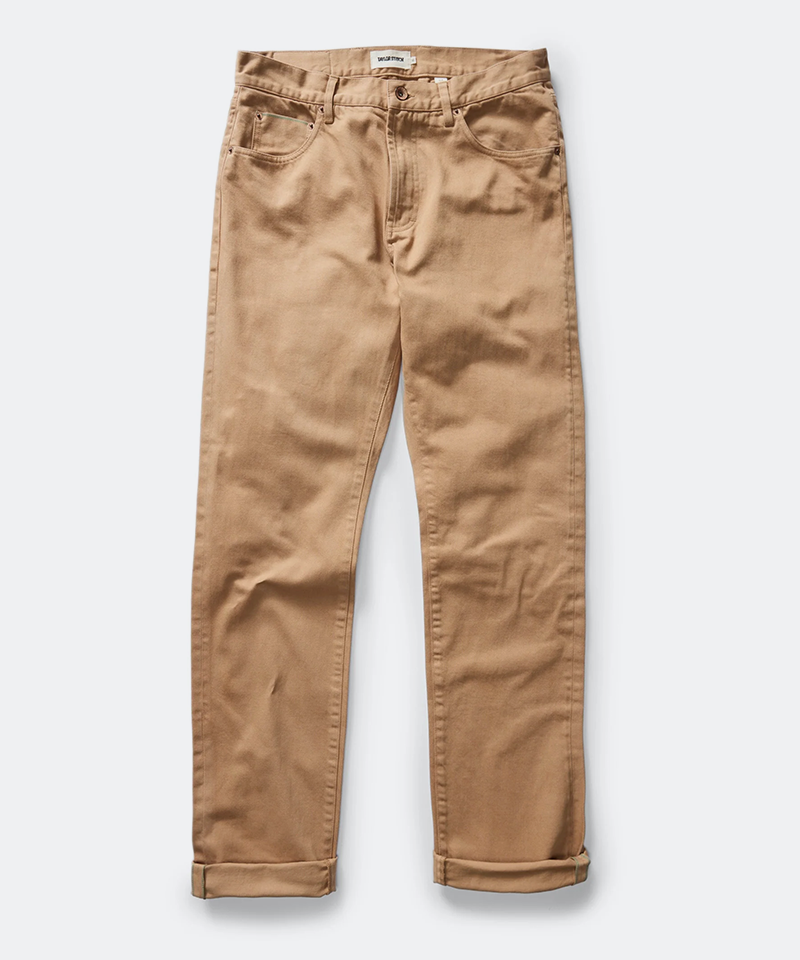 The Slim All Day Pant in Tobacco Selvage Denim