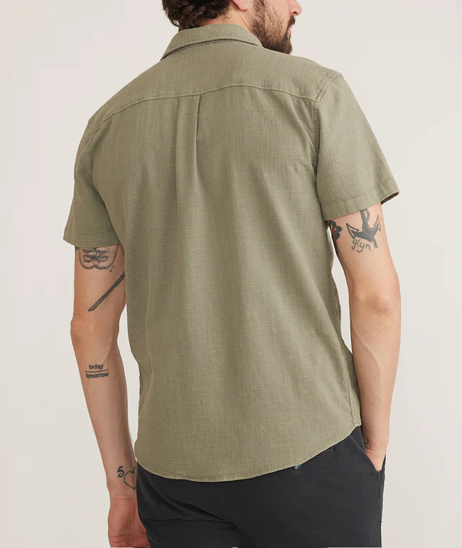 Short Sleeve Stretch Selvage Shirt in Vetiver