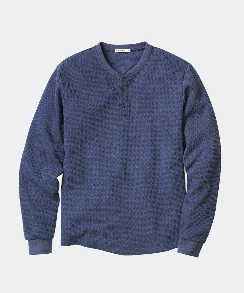 Waffle Henley in Blue