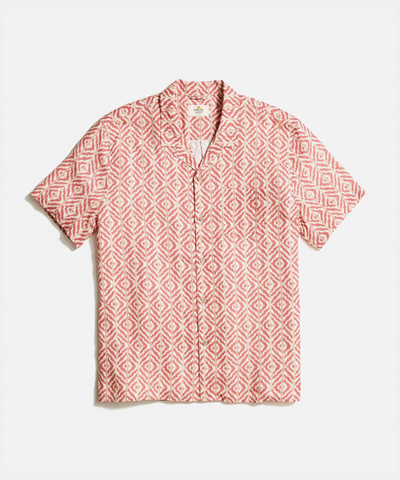 Tencel Linen Short Sleeve Shirt in Warm Geo Print