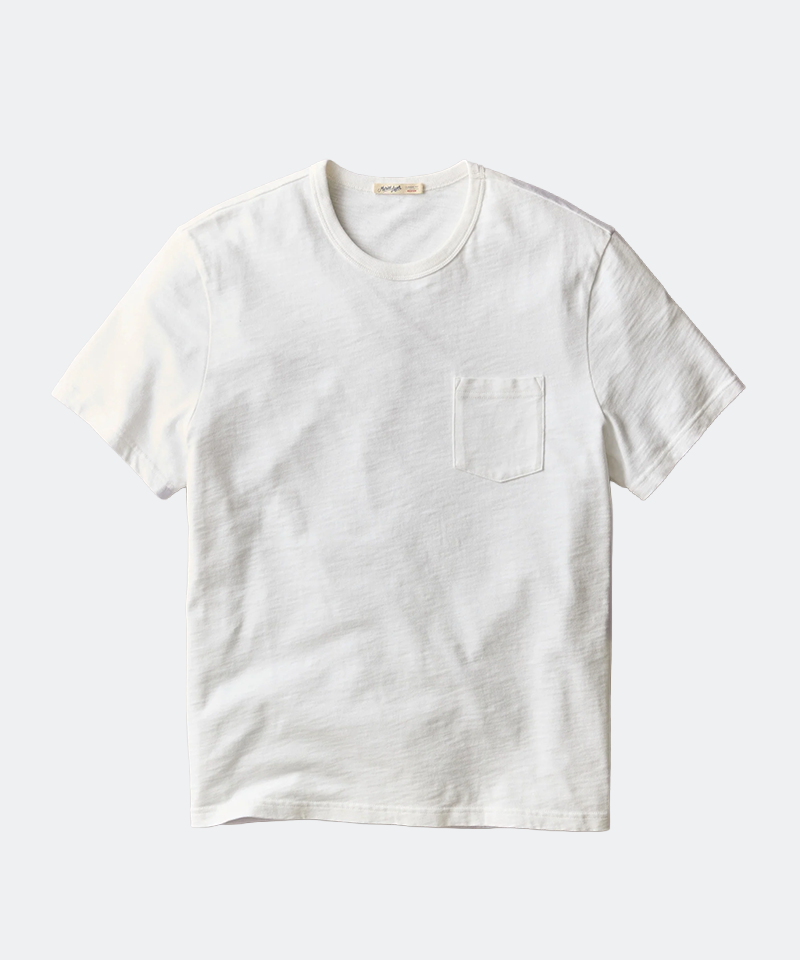 Luxe Slub Pocket Tee in White