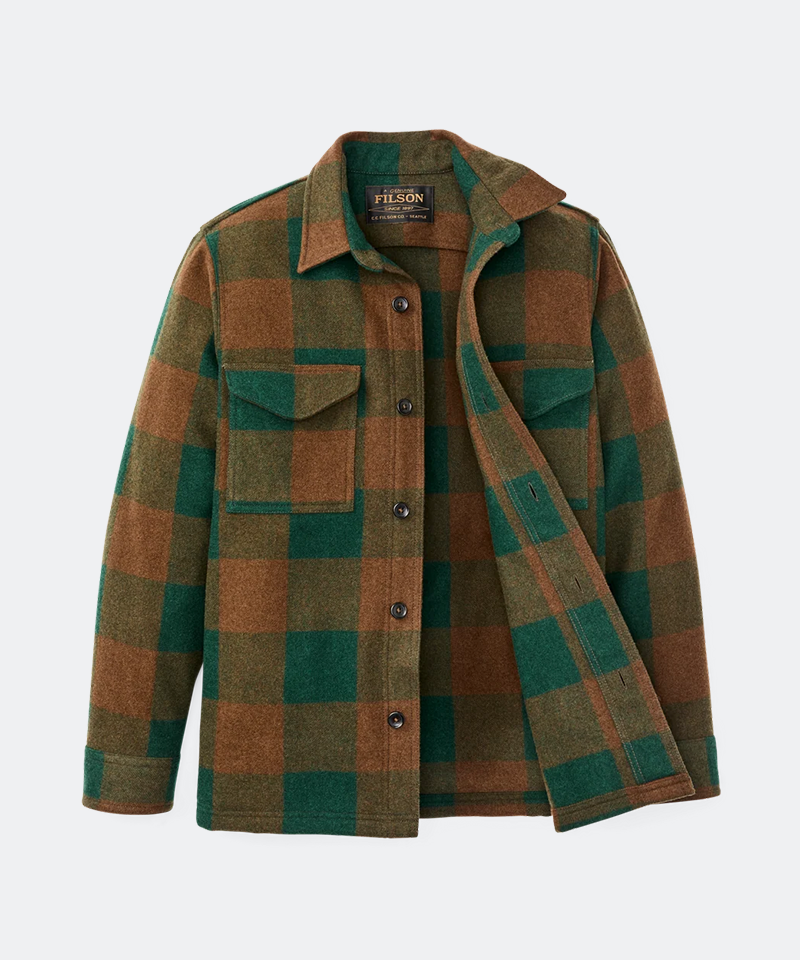 Wool Jac-Shirt in Bronze Green Plaid