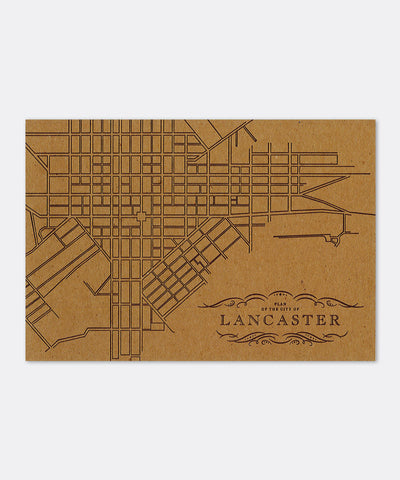 Lancaster City Map Postcard