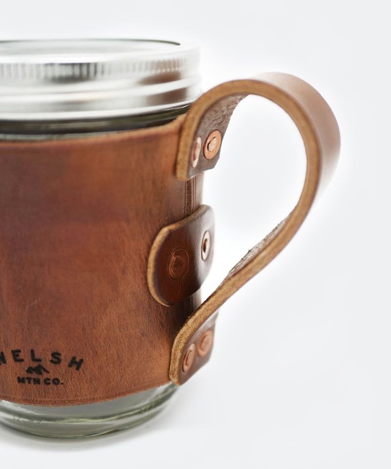 Leather Mason Jar Mug