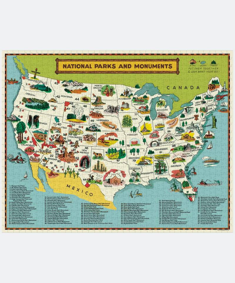 National Parks Map Vintage Puzzle