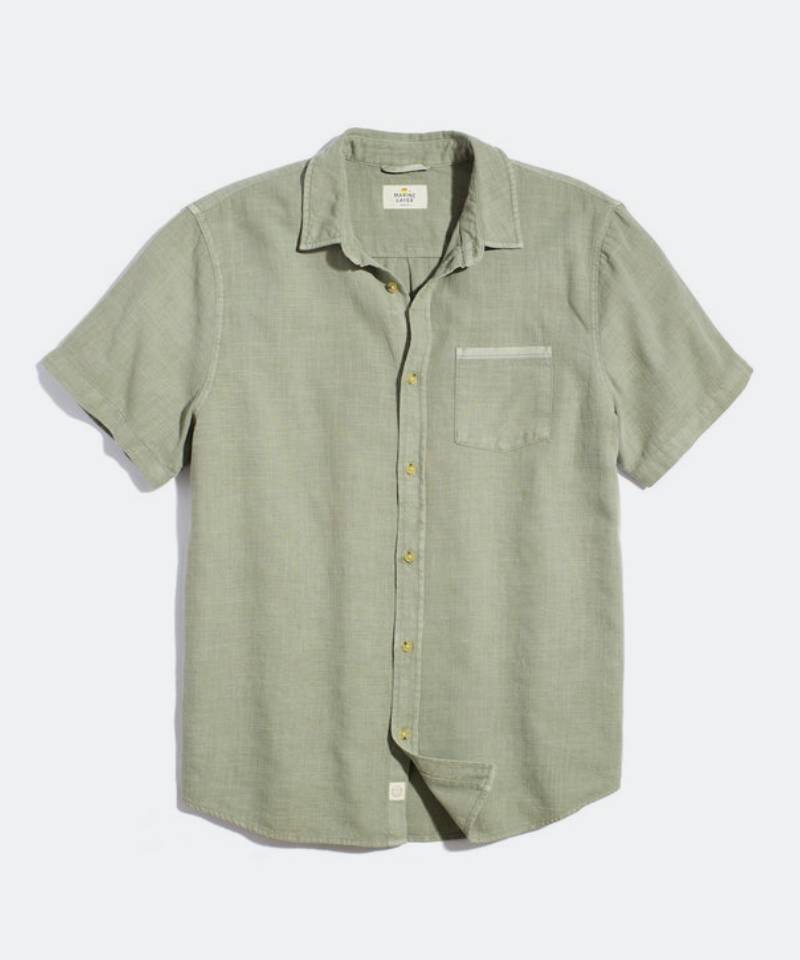 Short Sleeve Selvage Shirt in Faded Olive