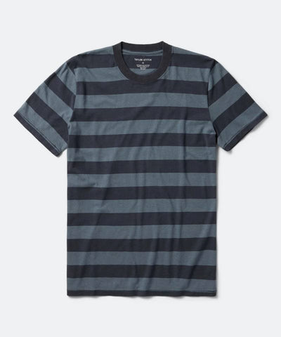 The Cotton Hemp Tee in Storm and Navy Stripe