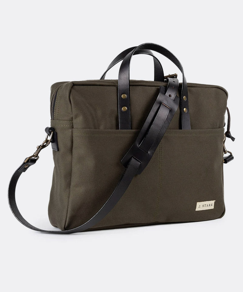 Prospect Briefcase in Olive Twill