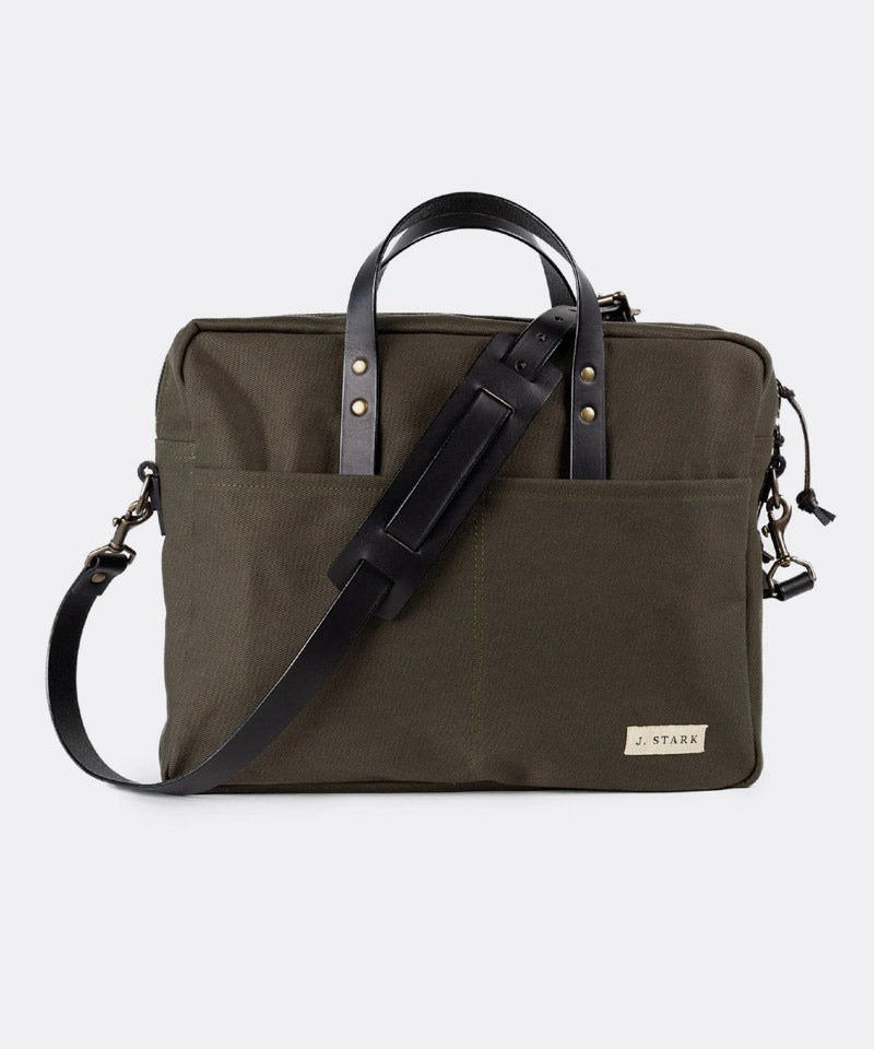 Prospect Briefcase in Olive Twill