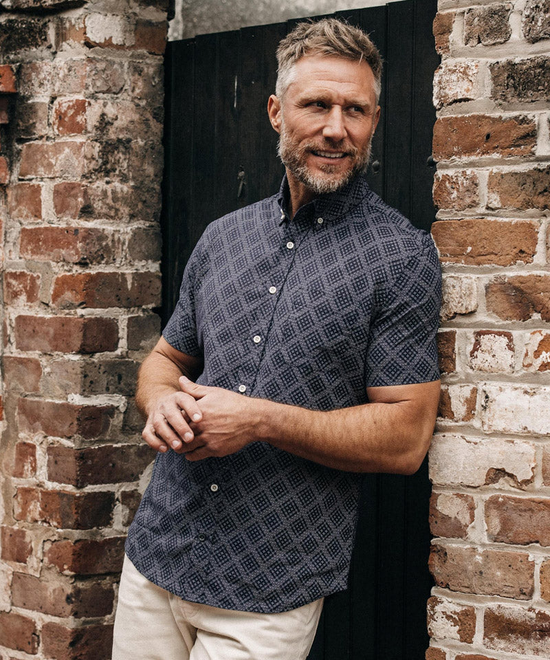 The Short Sleeve Jack in Navy Diamond