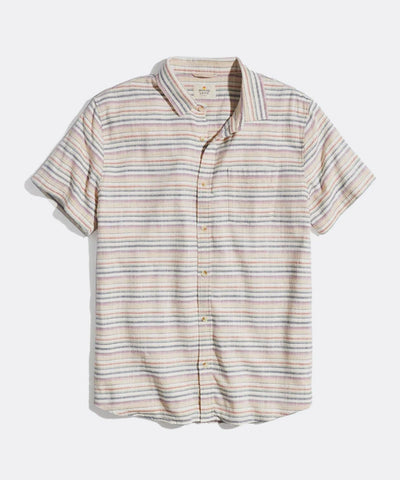 Short Sleeve Stretch Selvage Shirt in Multi Stripe