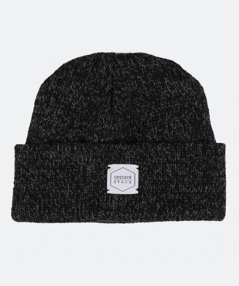 Melange Ragg Wool Beanie in Black