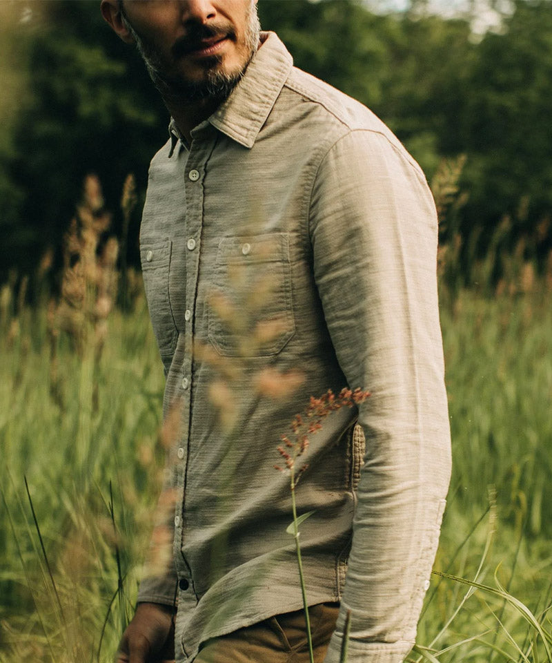 The Utility Shirt in Stone Double Cloth