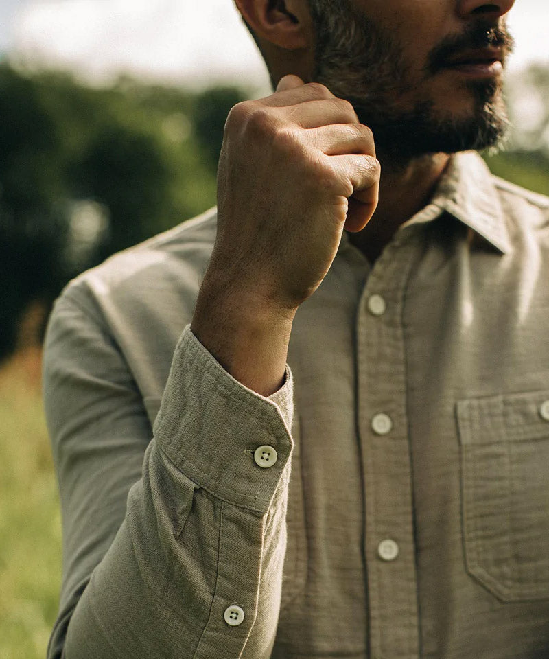 The Utility Shirt in Stone Double Cloth