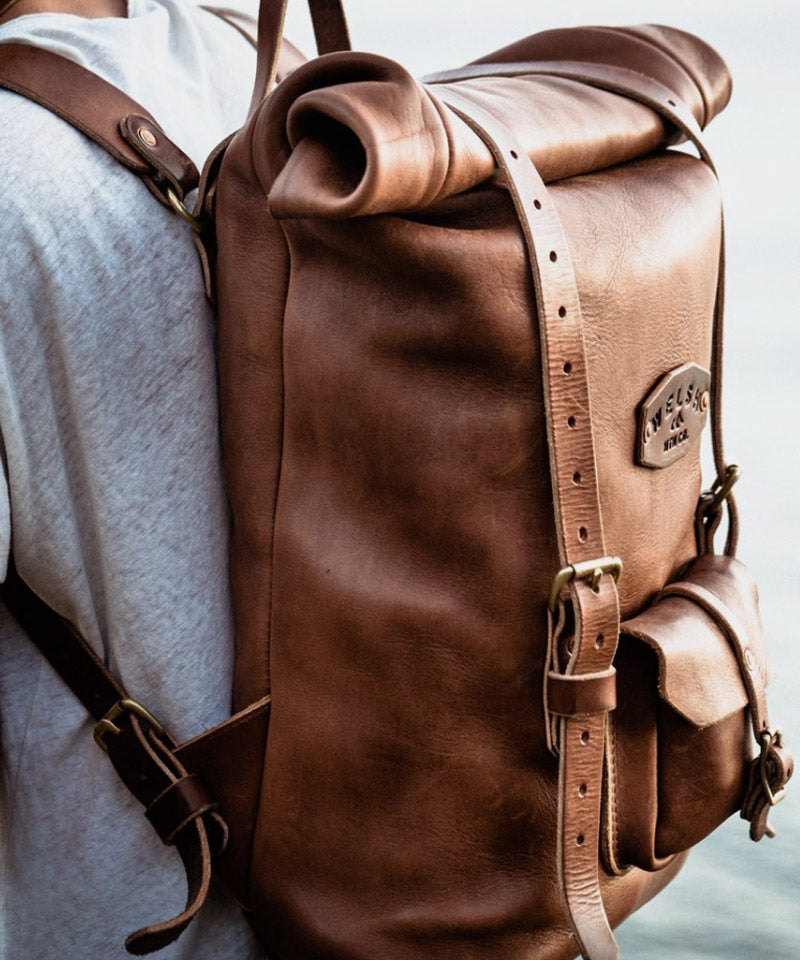 Leather Rolltop Backpack