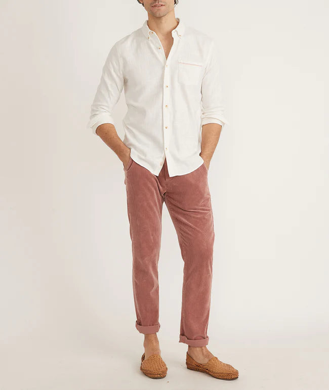 Long Sleeve Dressy Stretch Selvage Shirt in Natural